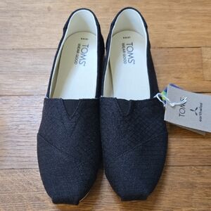 Toms Woman's Black Canvas Slip-On Loafers